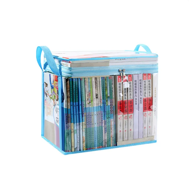 【TAI LI 太力】3入套組透明書本可折疊防塵防水收納箱袋(1小號+1中號+1大號)