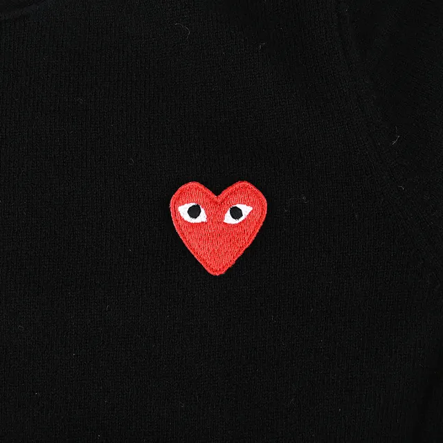 【Comme Des Garcons CDG】Comme Des Garcons Play愛心刺繡LOGO長袖毛衣(黑x紅/女款)
