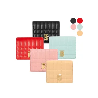 【BURBERRY 巴寶莉】Lola TB LOGO格紋絎縫羔羊三折短夾(任選)