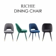 【E-home】Richie里希直紋絨布腳包金邊休閒餐椅 4色可選(網美椅 會客椅 美甲 高背)