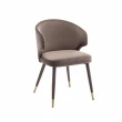 【E-home】Jade潔迪扶手絨布腳包金邊休閒餐椅 3色可選(網美椅 會客椅 美甲 高背)