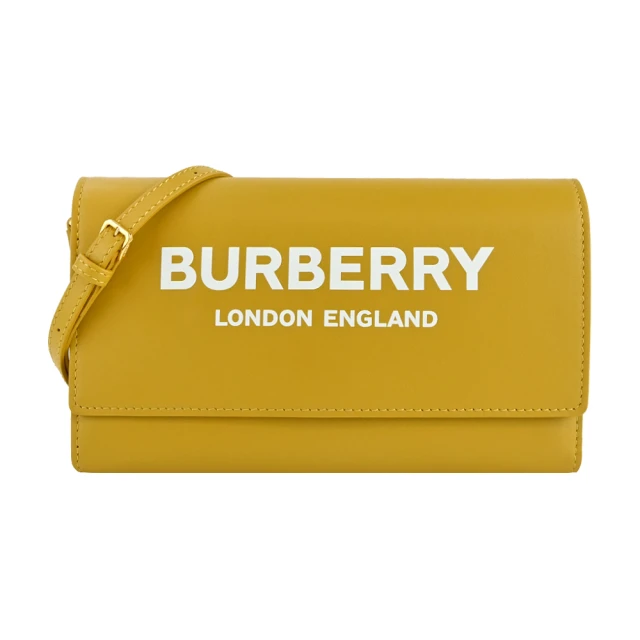 BURBERRY 巴寶莉 經典LOGO皮革WOC手拿/斜背包(黃色)