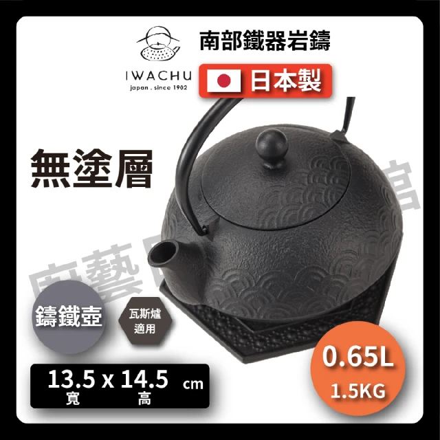 IWACHU 岩鑄 0.65L 5型 青海波鑄鐵壺｜鐵瓶兼用急須(日本南部鐵器 59002)