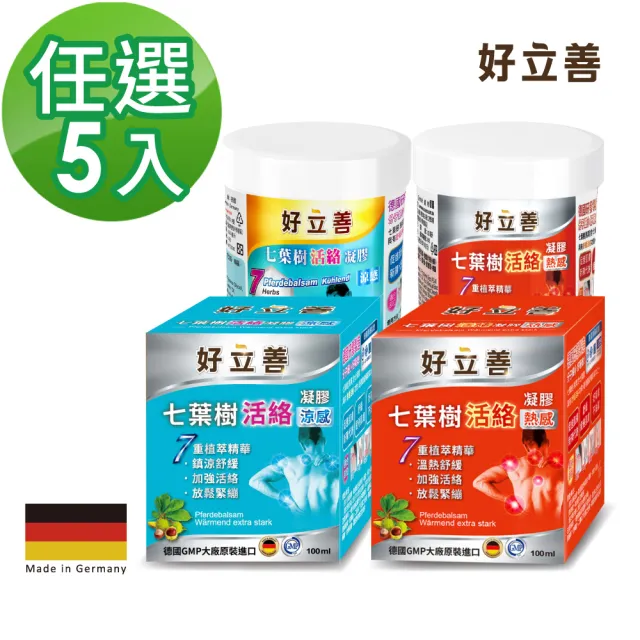 【Heilusan 好立善】七葉樹活絡凝膠 任選五入組 100ml*5(熱感/涼感)