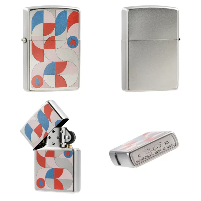 【Zippo】2023年創辦人紀念款－幾何色塊防風打火機(美國防風打火機)