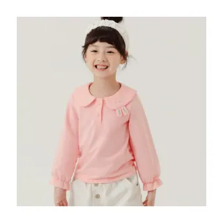 【OB 嚴選】兔兔造型翻領半開襟荷葉鬆緊袖童裝上衣 《QA1713》