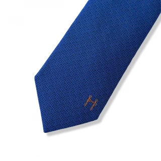 【Hermes 愛馬仕】紳士風範 H圖騰 領帶(亮藍 7cm)
