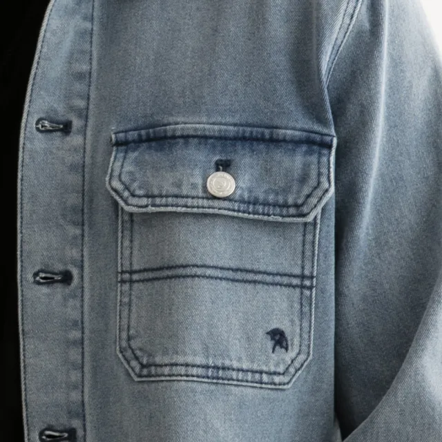 【Arnold Palmer 雨傘】男裝-翻蓋口袋牛仔襯衫式外套(藍色)