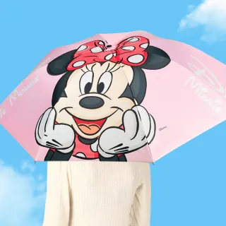 【Disney 迪士尼】米奇米妮三折自動黑膠晴雨傘摺疊傘(防曬傘 陽傘)