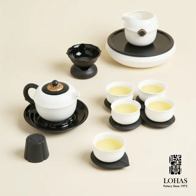 【LohasPottery 陸寶】海棠清歡茶禮(新骨瓷 全套茶禮 品茗東方水墨美學 茶具/禮品/禮物/收藏)