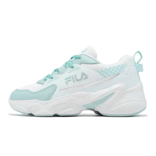 【FILA】休閒鞋 Hidden Tape 8 女鞋 白 綠 透氣 厚底 復古 老爹鞋 斐樂(5J329Y113)