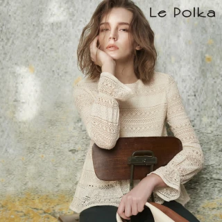 【Le Polka】田園蕾絲鏤空上衣-女