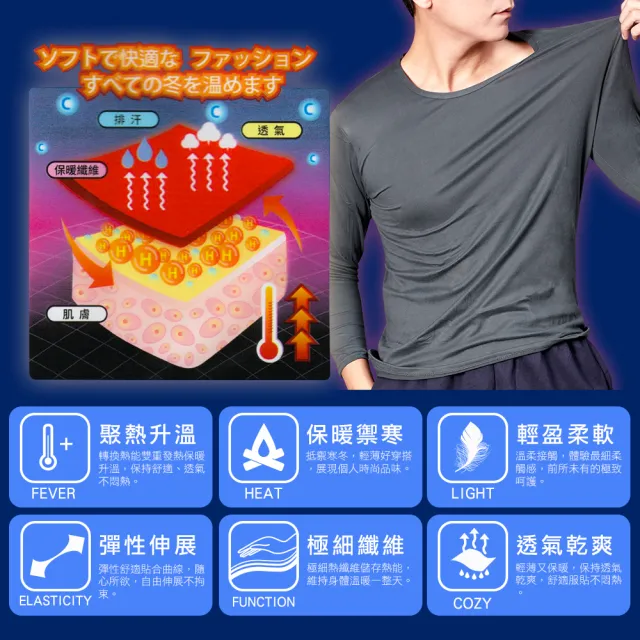 【Dreamming】百搭素面輕磨毛舒適圓領保暖衣 發熱衣 鎖溫(共三色)