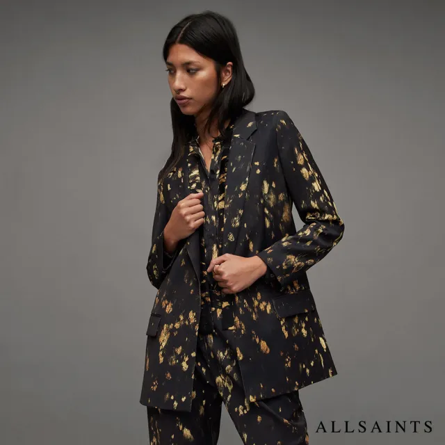 【ALLSAINTS】ALEIDA RONNIE 俐落開襟金屬感印花西裝外套 WT031Z(修身版型)