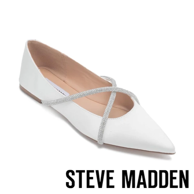 steve madden KELISE 鑽面交叉尖頭平底鞋(白色)