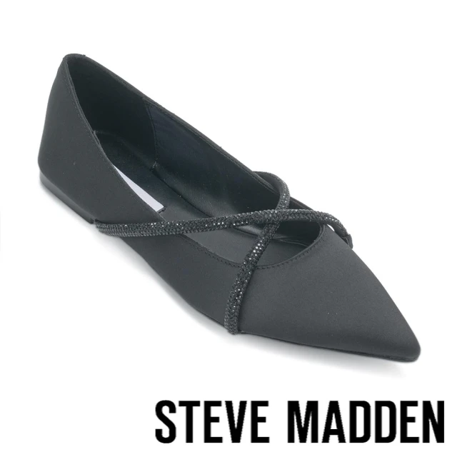 STEVE MADDEN KELISE 鑽面交叉尖頭平底鞋(黑色)