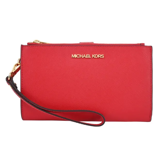 【Michael Kors】JET SET防刮多功能手掛式中長夾(紅)