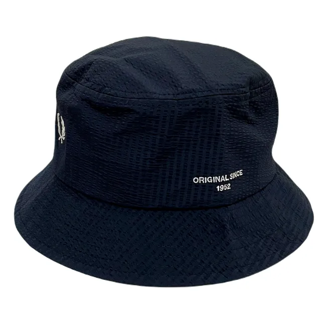【FRED PERRY】品牌刺繡LOGO 漁夫帽-深藍色(M號)