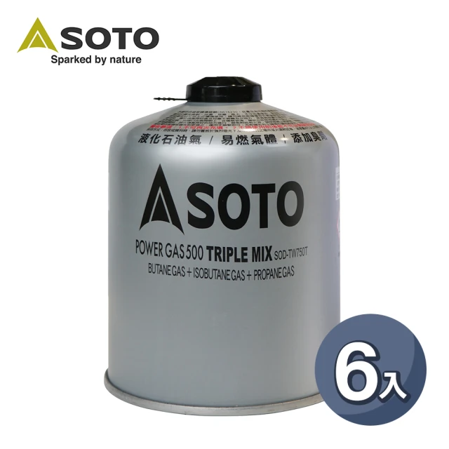 SOTOSOTO 日本SOTO 高山瓦斯罐450g SOD-TW750T 6入組(登山瓦斯罐 攻頂爐罐裝瓦斯瓶)