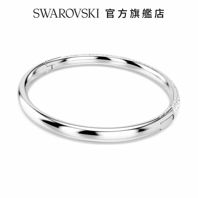 【SWAROVSKI 官方直營】Meteora 手鐲 雪花密鑲 白色 鍍白金色