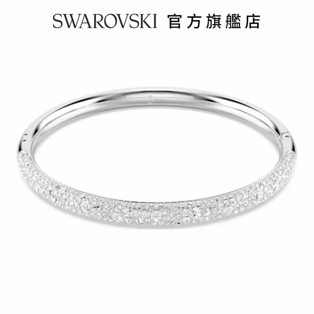 【SWAROVSKI 官方直營】Meteora 手鐲 雪花密鑲 白色 鍍白金色