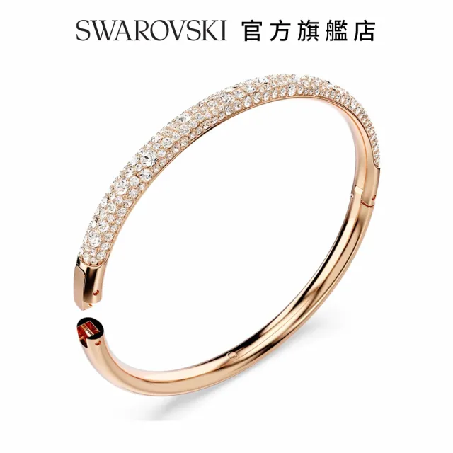 【SWAROVSKI 官方直營】Meteora 手鐲 雪花密鑲 白色 鍍玫瑰金色調