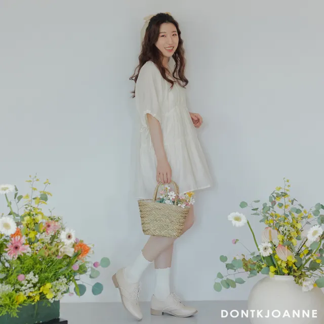 【Ann’S】ANNSTAR 末羊子聯名-英倫詩人全真牛皮雕花綁帶牛津鞋(杏)
