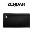 【ZENDAR】頂級NAPPA小牛皮防刮十字紋三摺長夾 蘿絲系列(黑色 贈禮盒提袋)