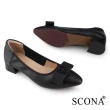 【SCONA 蘇格南】真皮 時尚舒適尖頭低跟鞋(黑色 31204-1)