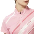 【Lynx Golf】女款吸濕排汗抗UV機能配色線條設計印花短袖立領POLO衫/高爾夫球衫(粉紅色)