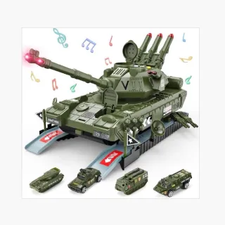 【CuteStone】軍用小汽車與聲光坦克車雙重模式套裝組合玩具