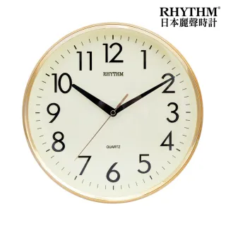 【RHYTHM 麗聲】簡約金屬質感邊框掛鐘(閃耀金)