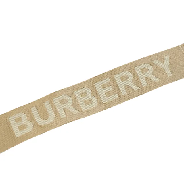 【BURBERRY 巴寶莉】經典金屬字母TB織帶造型磁扣式時尚皮帶(卡其)