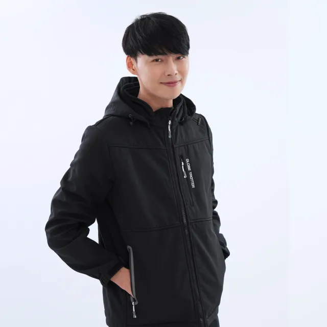【遊遍天下】男款GlobeTex防水防風保暖刷毛軟殼外套 夜幕綠(登山騎車 M-5L 大尺碼)
