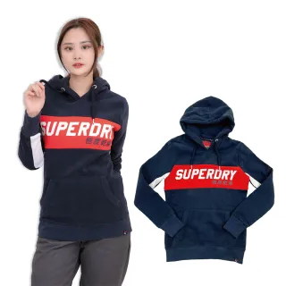 【Superdry】帽T 連帽 女版 拼接 長袖 上衣  LogoT Superdry  平輸品(帽T)