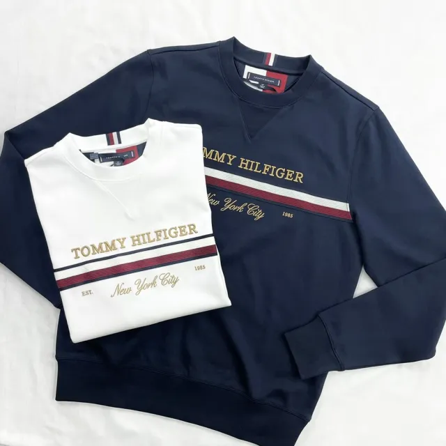 【Tommy Hilfiger】立體刺繡logo 大學T 無刷毛 湯米 男長袖 平輸品(男長袖9391BA3)