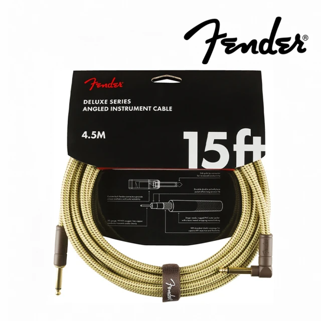 【Fender】Deluxe SL Tweed 樂器導線 4.5公尺 經典黃格紋(原廠公司貨 商品品質有保障)