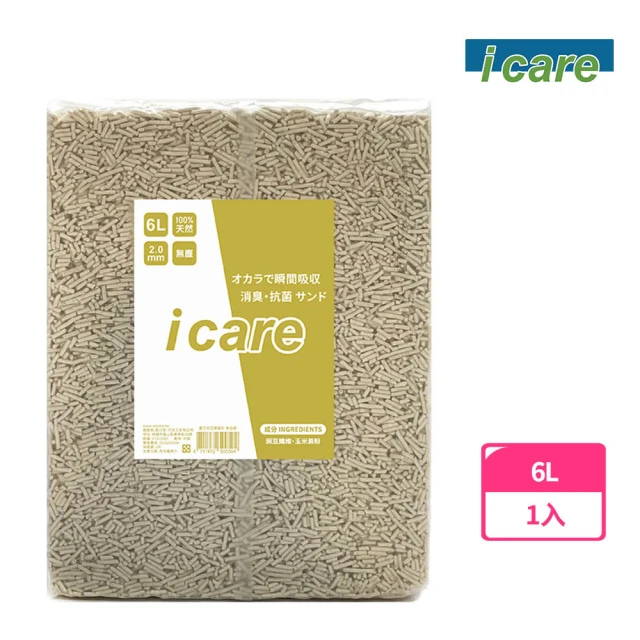 i care 愛可兒 瞬凝可分解豆腐貓砂6L-環保天然級(除臭貓砂)