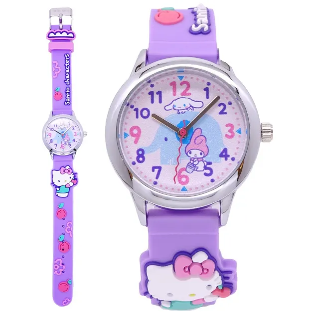【HELLO KITTY】Hello Kitty 可愛模樣滿分時尚造型腕錶-紫色-KT077LWPV