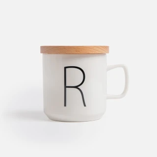 【HOLA】午茶時光木蓋字母馬克杯-R