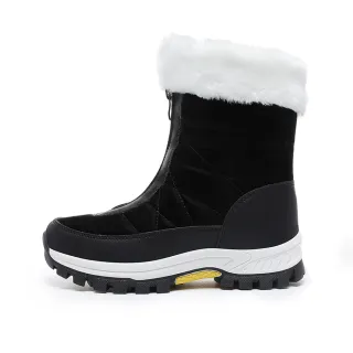 【nono house】an.an 雪地抗寒防潑水拉鍊中筒雪靴(黑)