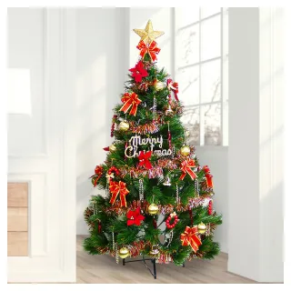 【摩達客】耶誕-5尺/5呎-150cm台灣製特級綠松針葉聖誕樹(含紅金色系飾品組/不含燈/本島免運費)