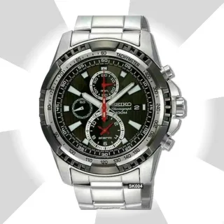 【SEIKO 精工】CS三眼系列/黑面精鋼鬧鈴計時腕錶43㎜-加高級錶盒 經銷商S6(SNAD99P1/7T62-0KK0R)