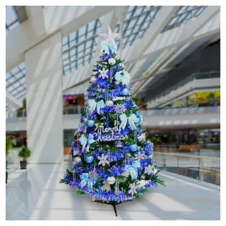 【摩達客】超級幸福台灣製15尺/15呎 450cm 一般型裝飾綠聖誕樹(含藍銀色系配件組/不含燈/本島免運費)