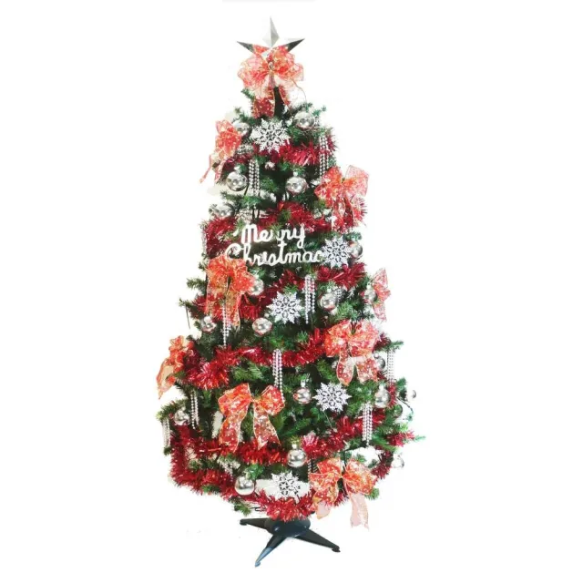 【摩達客】超級幸福-10尺/10呎-300cm一般型裝飾綠色聖誕樹(含銀雪花紅系配件/不含燈/本島免運費)