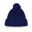 【GUCCI 古馳】652656 品牌標籤造型绒球針織羊毛帽(深藍色)