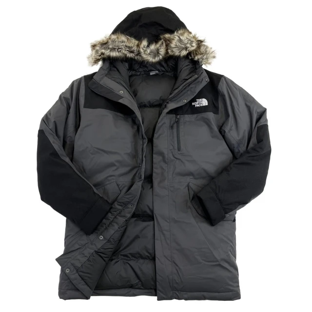 The North Face 北臉 超厚 保暖 外套 拼接 TNF 鋪棉外套 長版 帽毛可拆 平輸品(鋪棉外套)