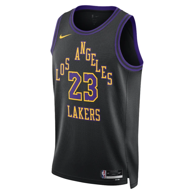 NIKE 耐吉 背心 男款 運動背心 NBA球衣 湖人隊 LAL MNK DF SWGMN JSY CE 23 黑紫 DX8506-012