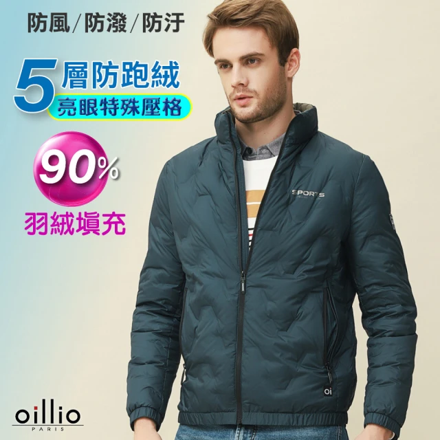 oillio 歐洲貴族 男裝 保暖羽絨外套 立領款 經典壓紋