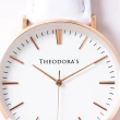 【THEODORA’S 希奧朵拉】Hera 簡約中性款真皮手錶 蛋殼白面-真皮白(男錶 女錶 簡約手錶)